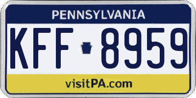 PA license plate KFF8959