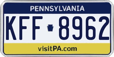 PA license plate KFF8962