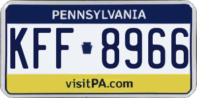 PA license plate KFF8966