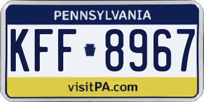 PA license plate KFF8967