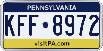 PA license plate KFF8972