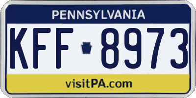 PA license plate KFF8973