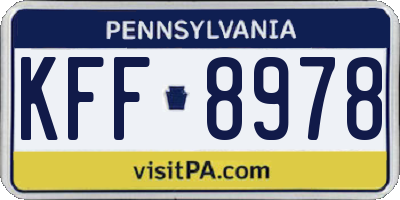 PA license plate KFF8978