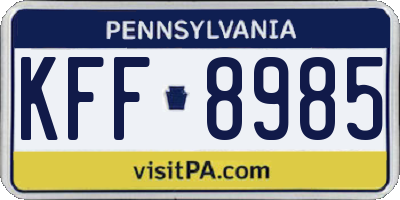 PA license plate KFF8985