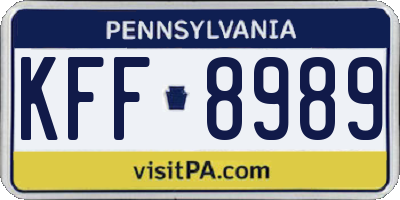 PA license plate KFF8989