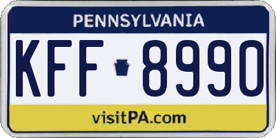 PA license plate KFF8990