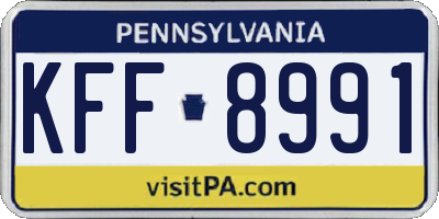 PA license plate KFF8991