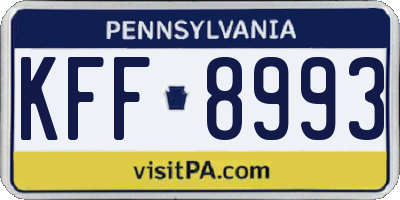 PA license plate KFF8993
