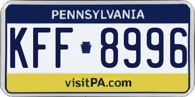 PA license plate KFF8996