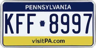 PA license plate KFF8997