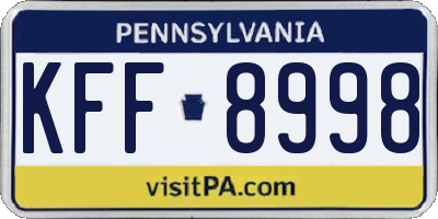 PA license plate KFF8998