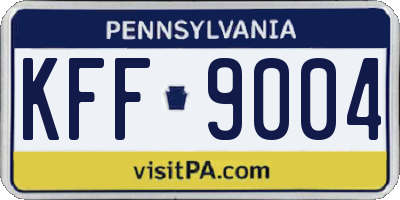 PA license plate KFF9004