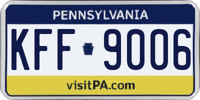 PA license plate KFF9006