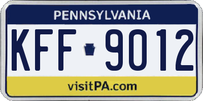PA license plate KFF9012