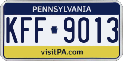 PA license plate KFF9013
