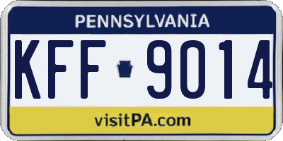 PA license plate KFF9014
