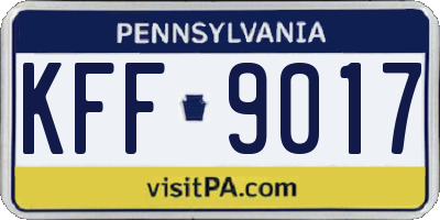 PA license plate KFF9017