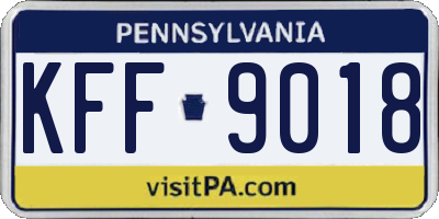PA license plate KFF9018