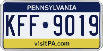 PA license plate KFF9019