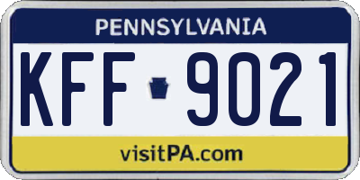 PA license plate KFF9021