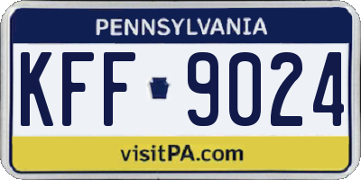 PA license plate KFF9024