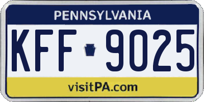PA license plate KFF9025