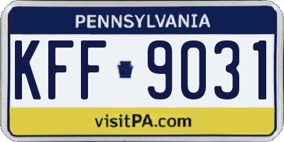 PA license plate KFF9031