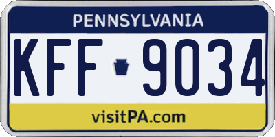 PA license plate KFF9034