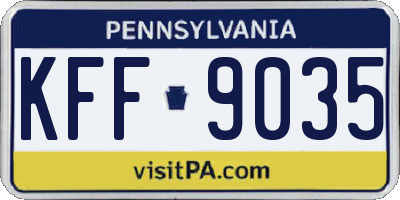 PA license plate KFF9035