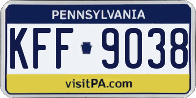 PA license plate KFF9038