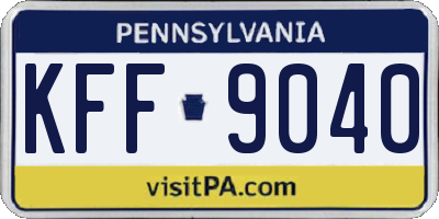 PA license plate KFF9040