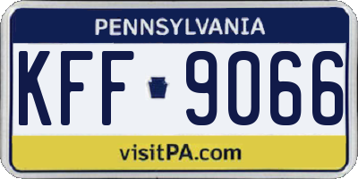 PA license plate KFF9066