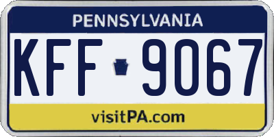 PA license plate KFF9067
