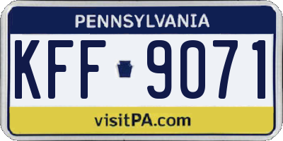 PA license plate KFF9071