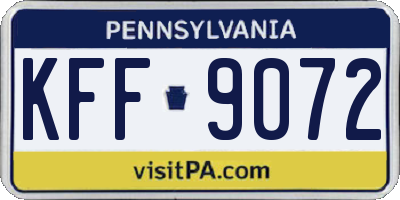 PA license plate KFF9072