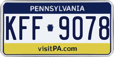PA license plate KFF9078