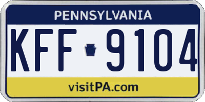 PA license plate KFF9104