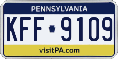PA license plate KFF9109