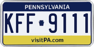PA license plate KFF9111