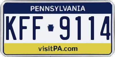 PA license plate KFF9114