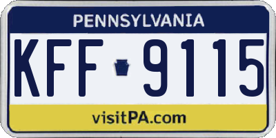 PA license plate KFF9115