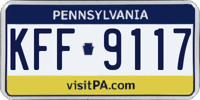 PA license plate KFF9117