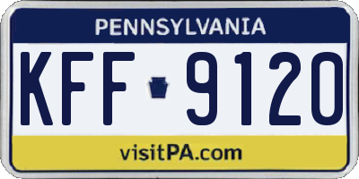 PA license plate KFF9120