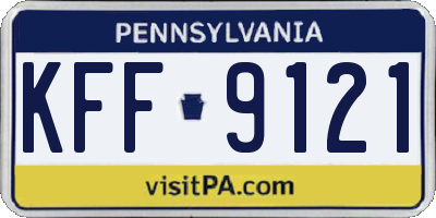 PA license plate KFF9121