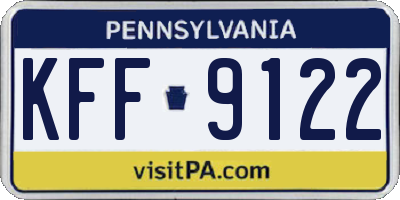 PA license plate KFF9122