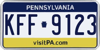 PA license plate KFF9123