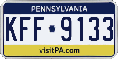 PA license plate KFF9133
