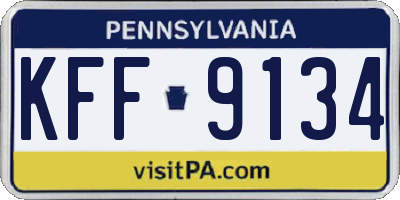 PA license plate KFF9134