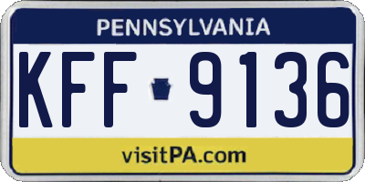 PA license plate KFF9136