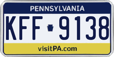PA license plate KFF9138